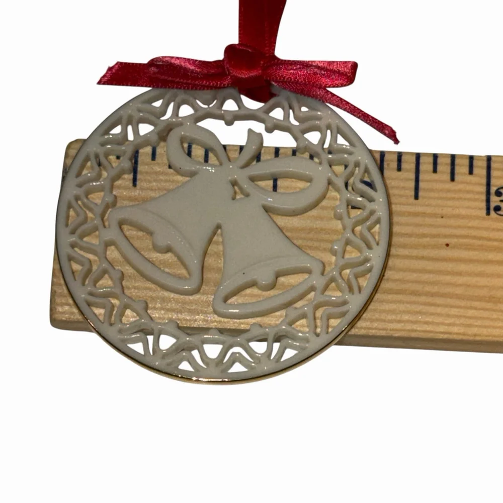 Lenox Porcelain CHRISTMAS BELLS Ornament Pierced‎ Edges Gold Trim Vintage No Box